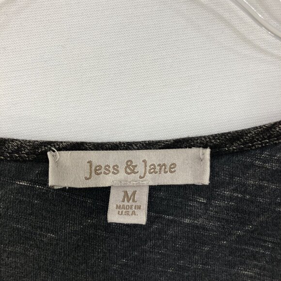 Jess & Jane Medium Gray Acid Wash Floral Artsy Asymmetric Long Sleeve Tunic - Picture 2 of 10